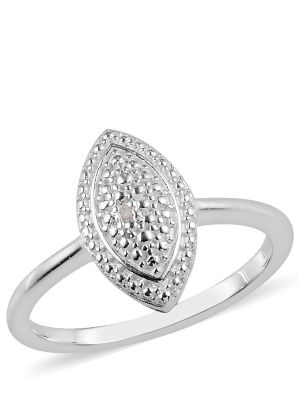 Diamond Accent Elongated Ring in Sterling Silver